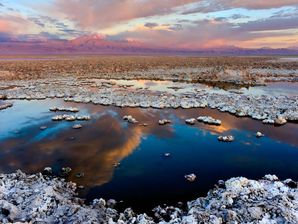 Salar de Atacama travels, walking on a natural canvas created by nature