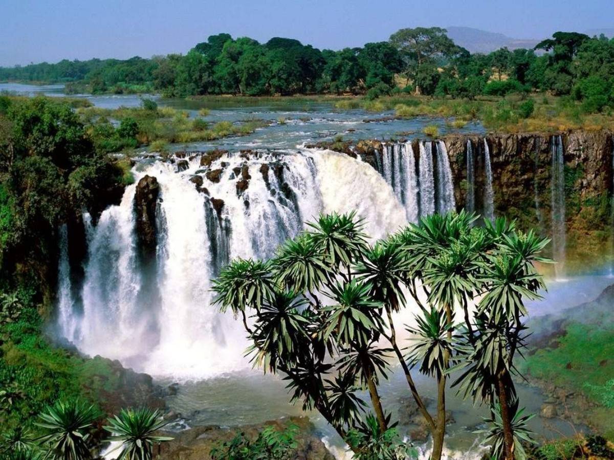 Shocking moment: the wild beauty of the waterfall gushing down